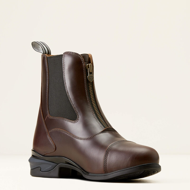 Ariat Men's Devon Zip Shock Shield Leather Paddock Boots - Waxed Chocolate