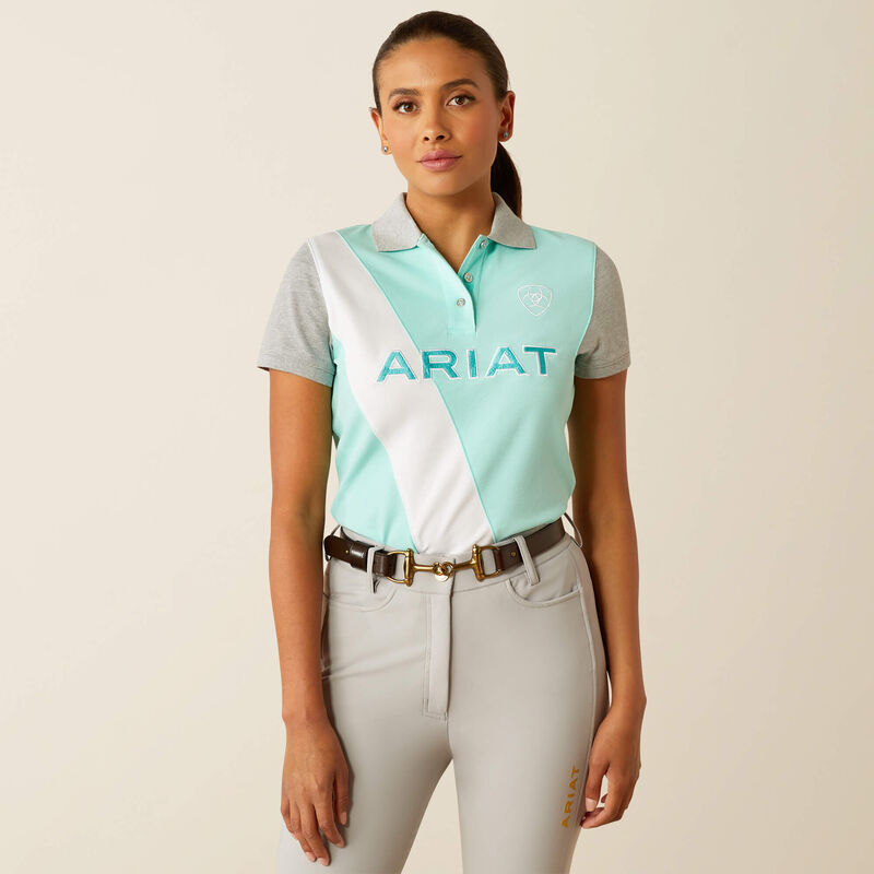 Ariat Wms Taryn SS Polo Beach Glass/Electric Green