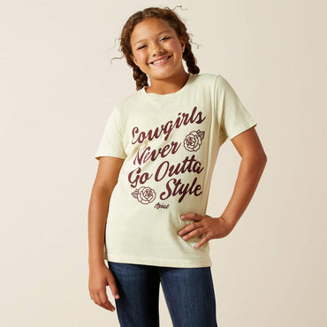 Ariat Girls Never Outta Style Short Sleeve Cotton Cowgirl T-Shirt - Wheat