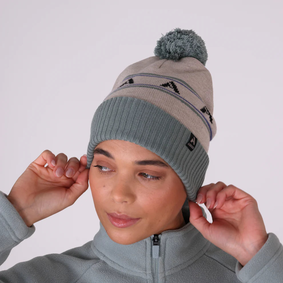 Aubrion React Winter Bobble Hat - Sage & Sand