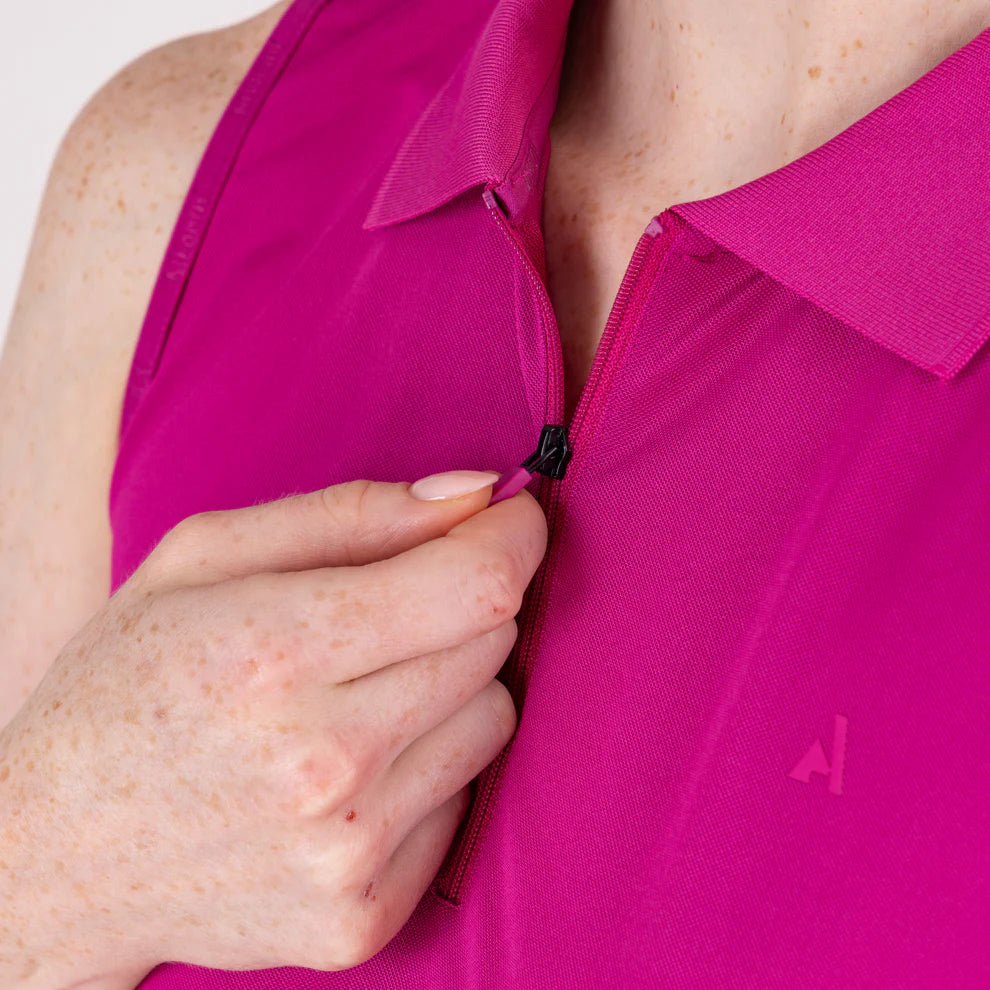 Aubrion Wmn React Sleeveless Tech Polo Fuchsia