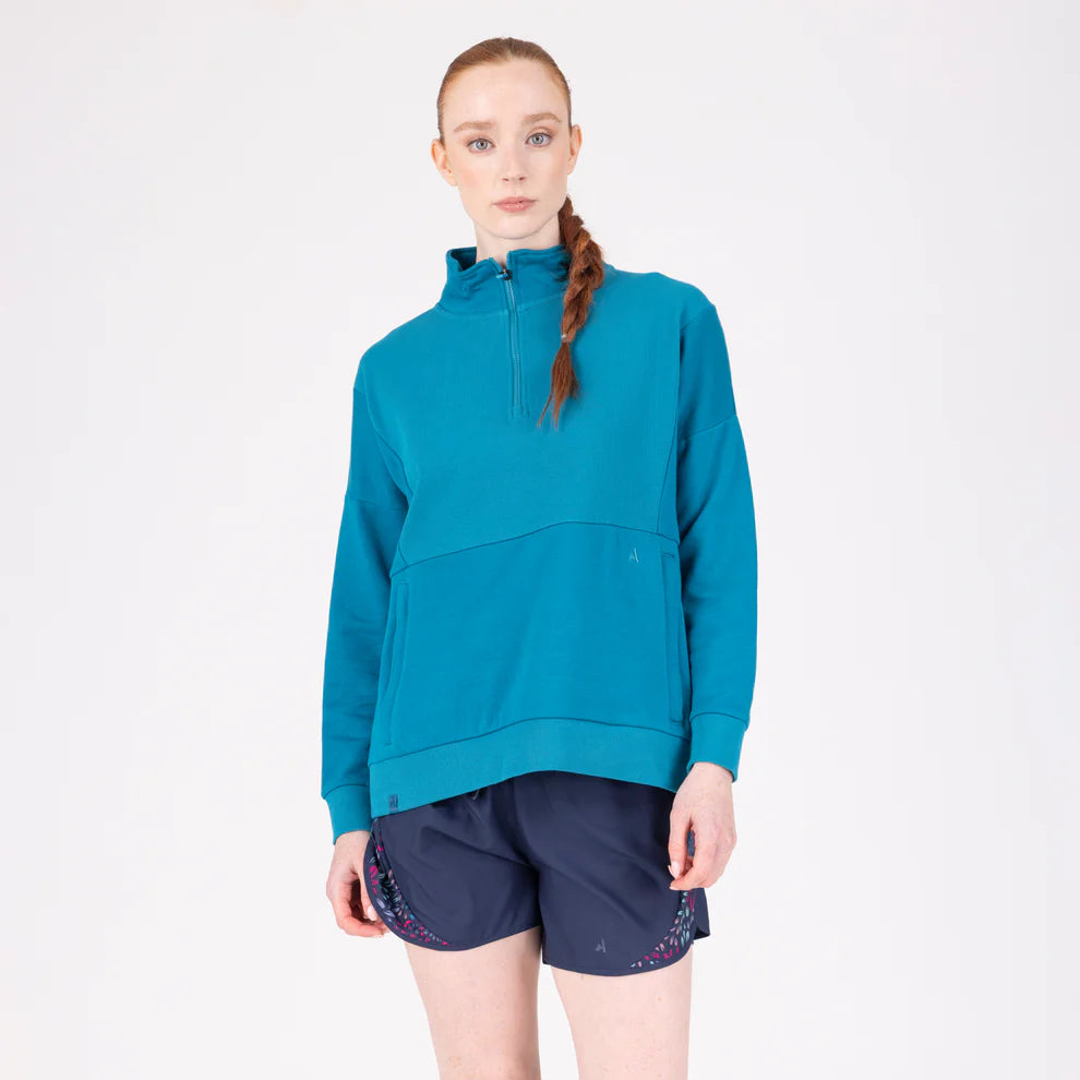 Aubrion Wmn React Quarter Zip Sweater Kingfisher