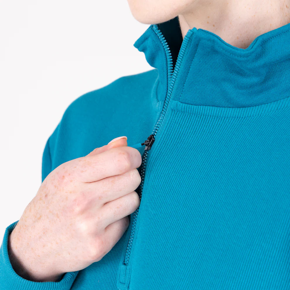 Aubrion Wmn React Quarter Zip Sweater Kingfisher