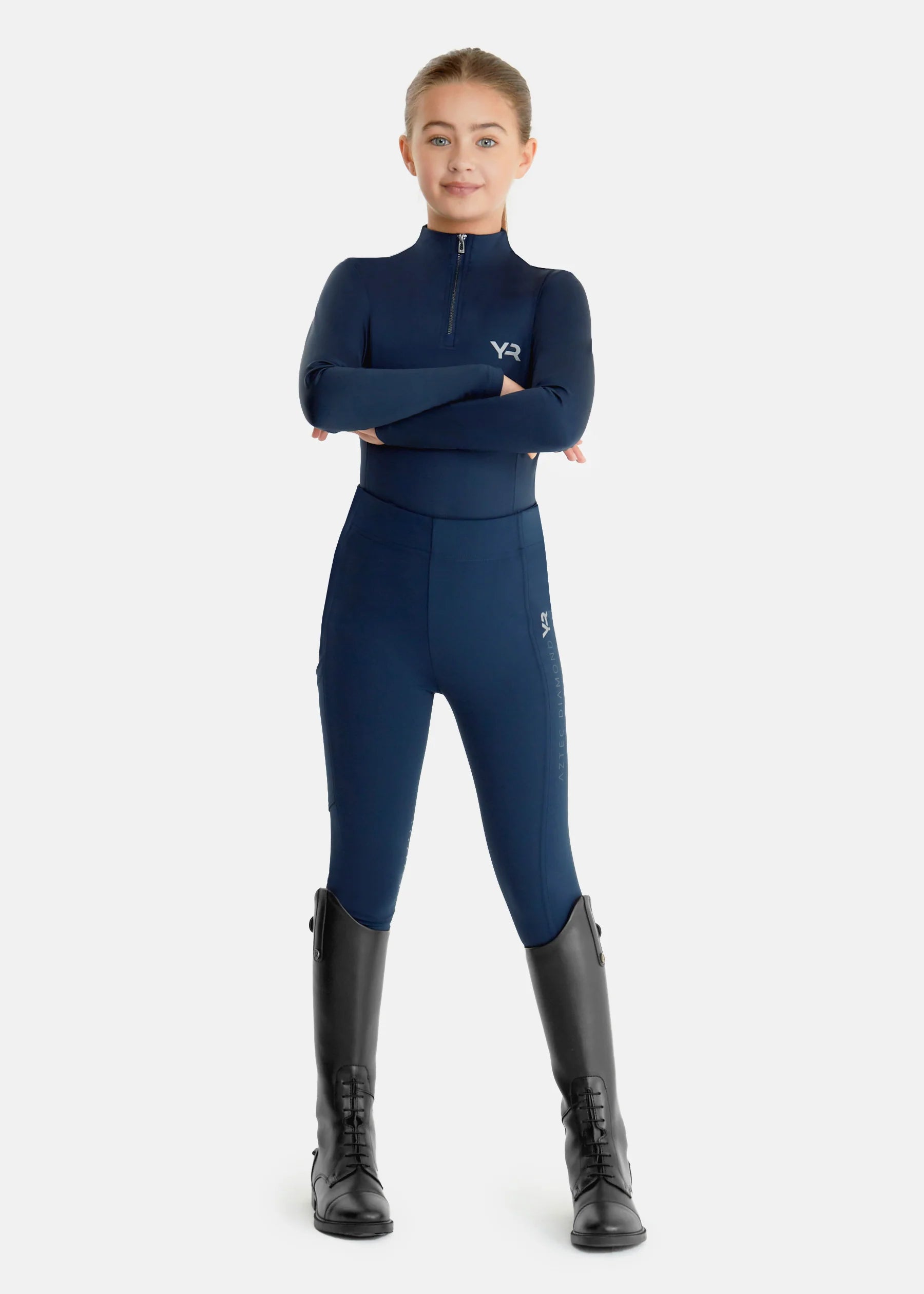 Aztec Diamond Kids' Junior YR Full Seat Riding Leggings - Black