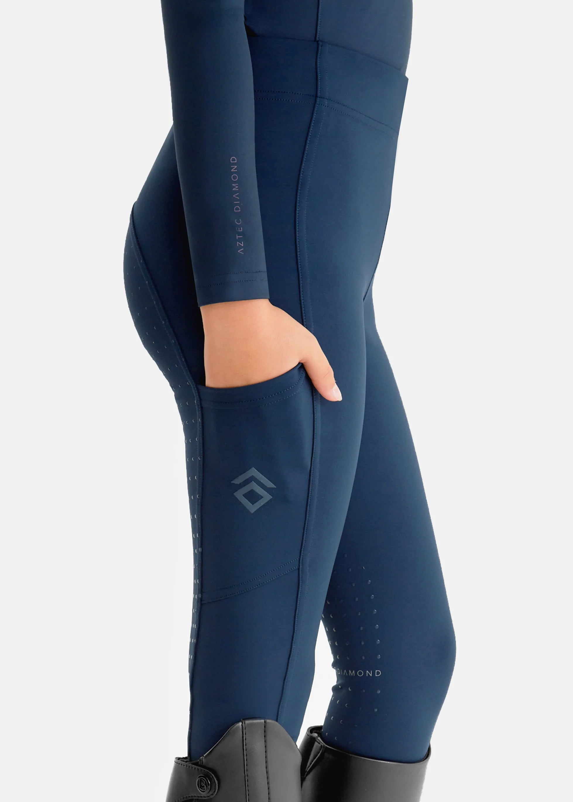 Aztec Diamond Kids' Junior YR Full Seat Riding Leggings - Black