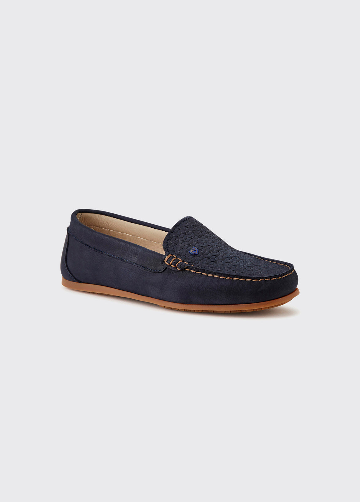 Dubarry Cannes Peached Leather Non-Slip Deck Loafers - Navy