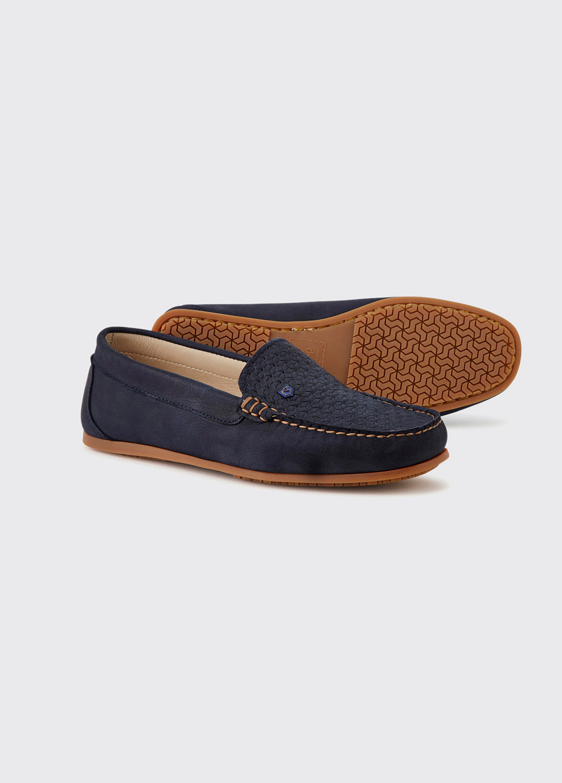 Dubarry Cannes Peached Leather Non-Slip Deck Loafers - Navy