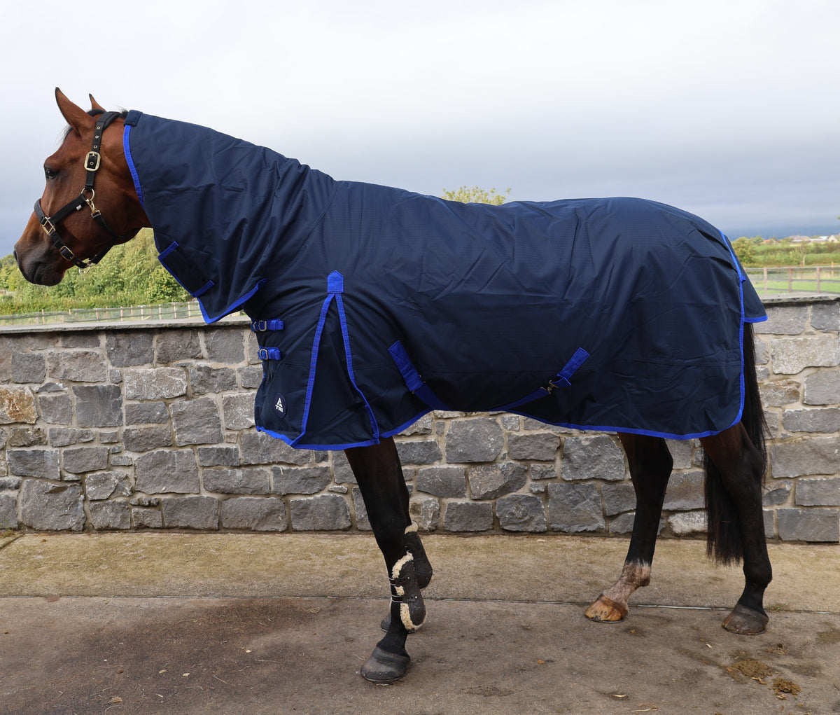 TRI Arkle 100g Full Neck Turnout Rug - Navy-Blue