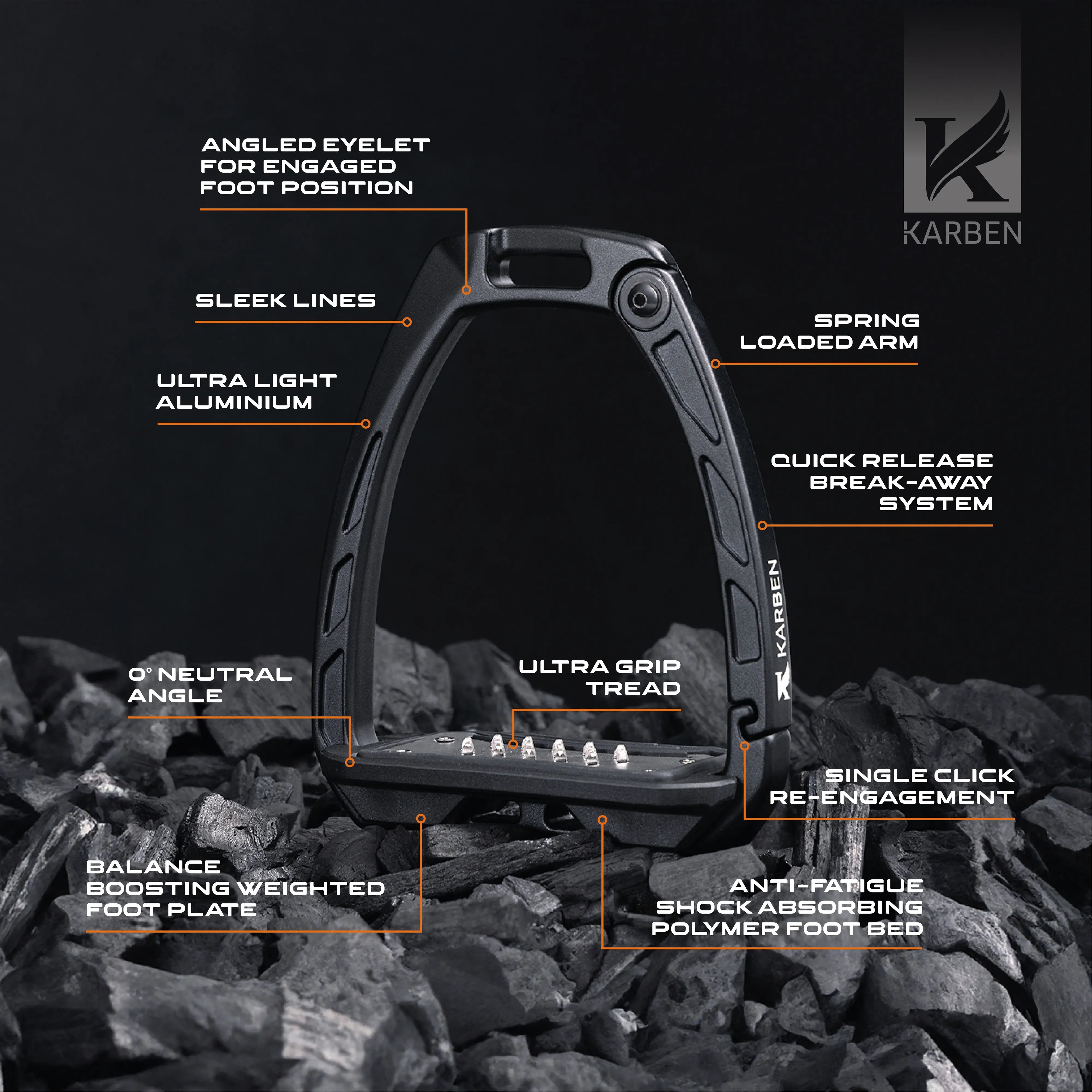 Karben Adult Ultra Grip Stirrups - Black