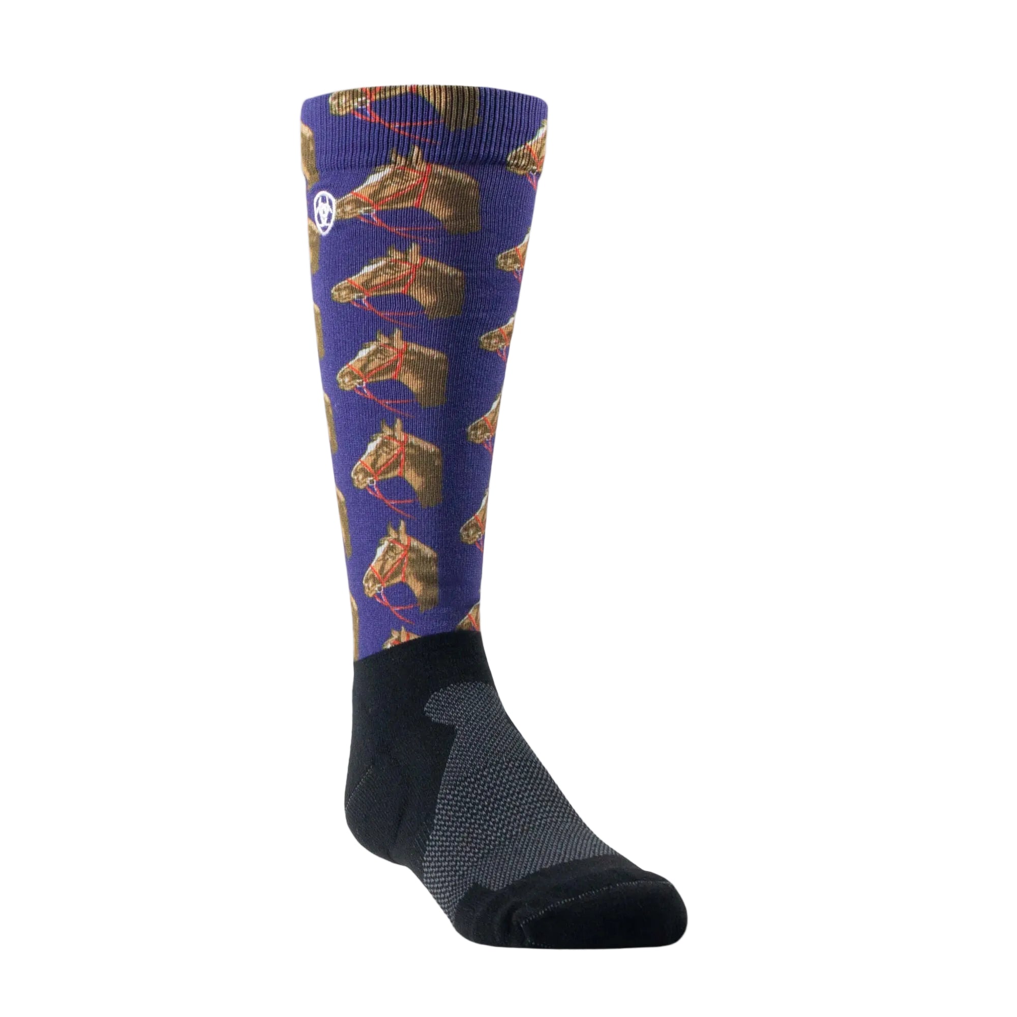 AriatTEK Knee-high navy socks with horse pattern