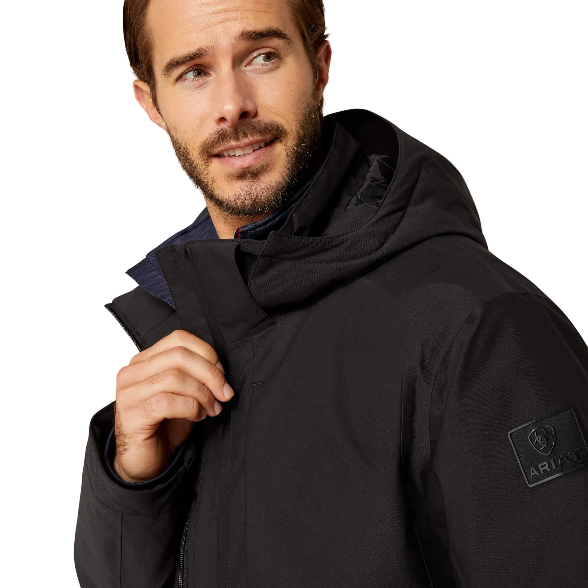 Close-up of Ariat Mens Outer Banks H2O Waterproof Insulated Jacket in Black