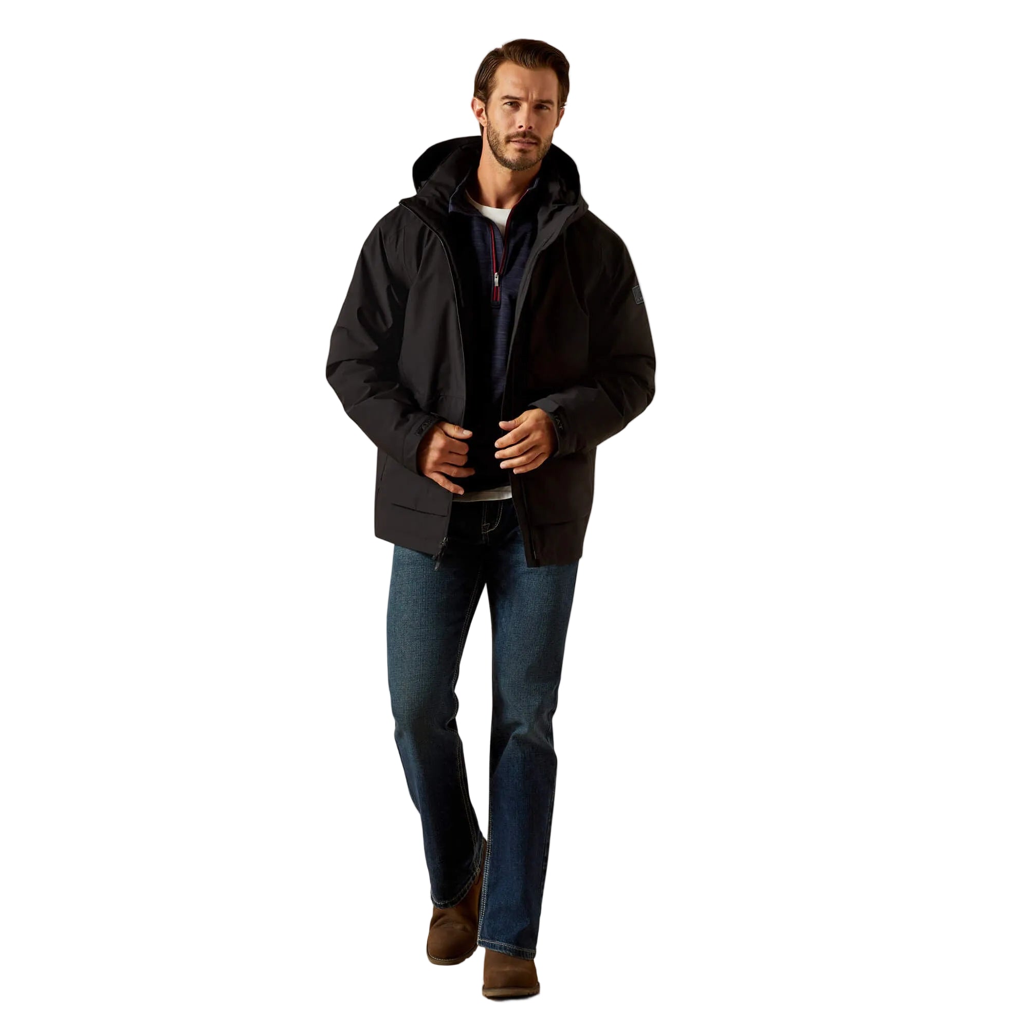 Full view of Ariat Mens Outer Banks H2O Waterproof Insulated Jacket in Black