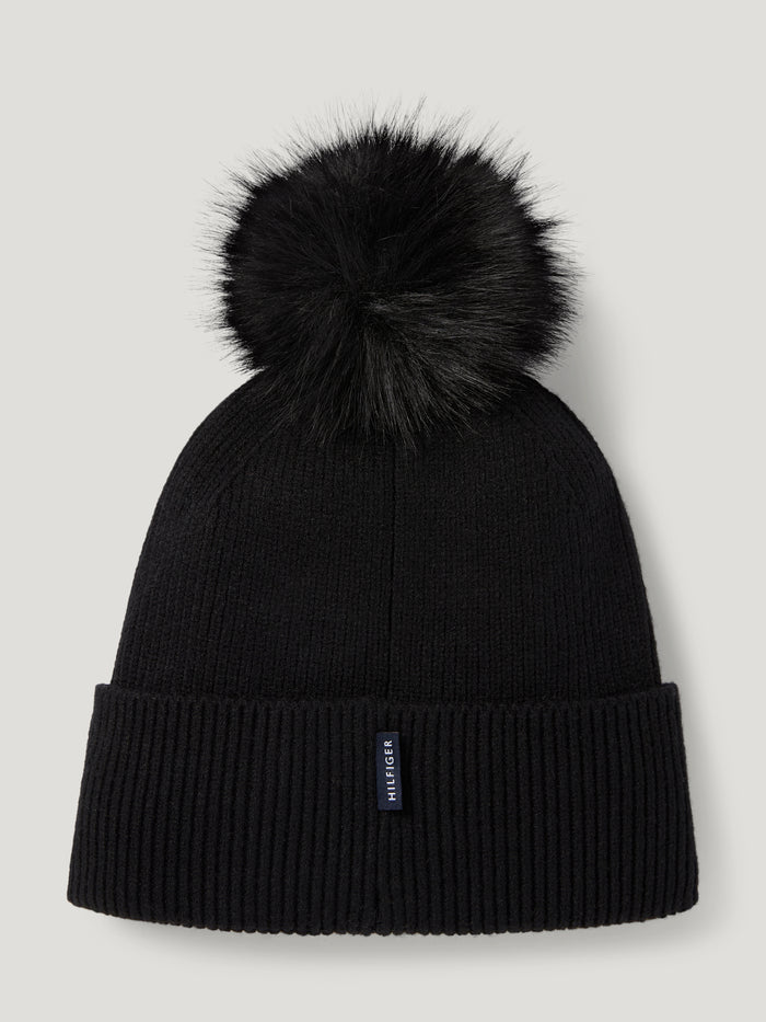 Daly Women Rhinestone Pom Pom Beanie BLACK - back view