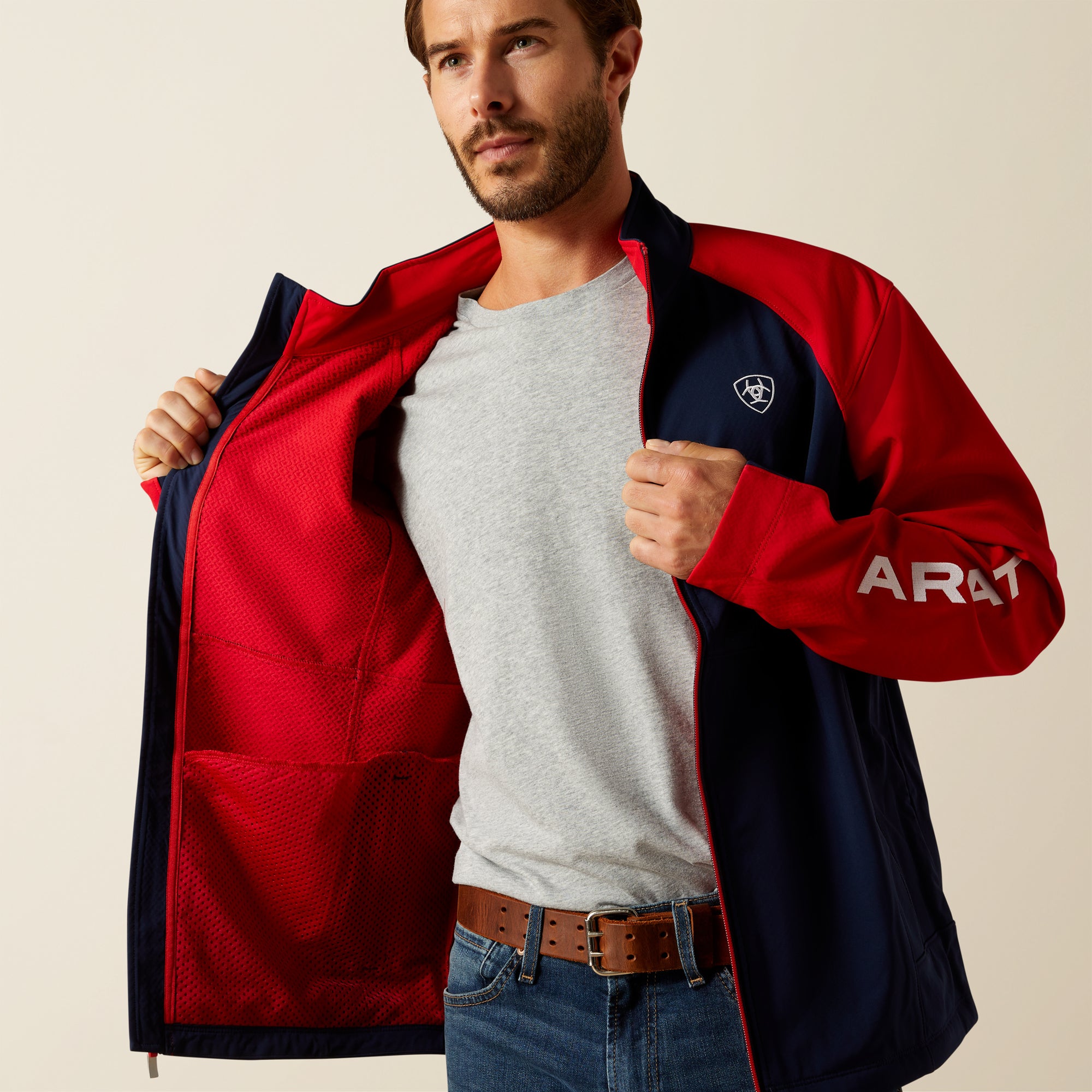 Ariat Men's Team EQ Fleece-Lined Softshell Jacket - Navy/Red