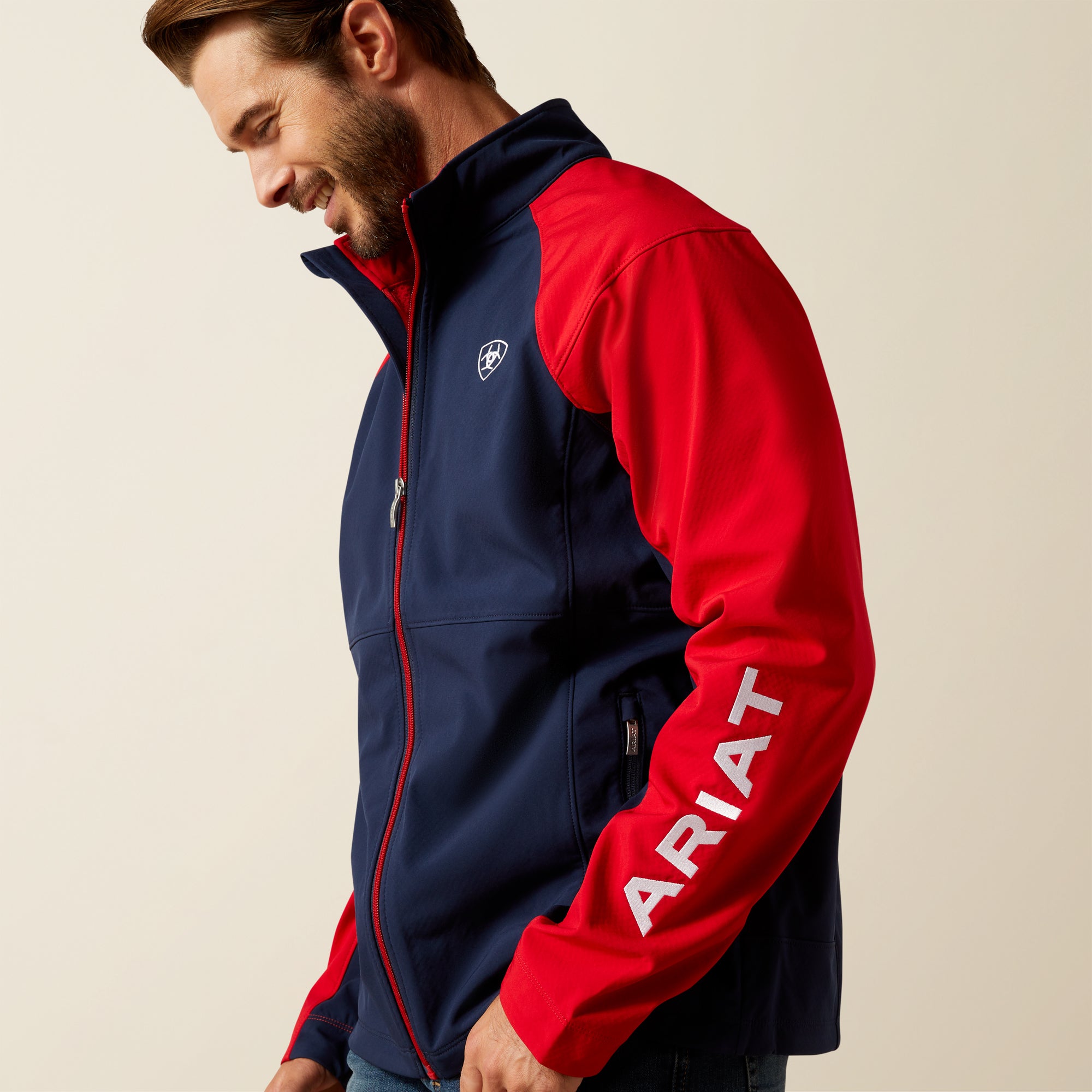 Ariat Men's Team EQ Fleece-Lined Softshell Jacket - Navy/Red