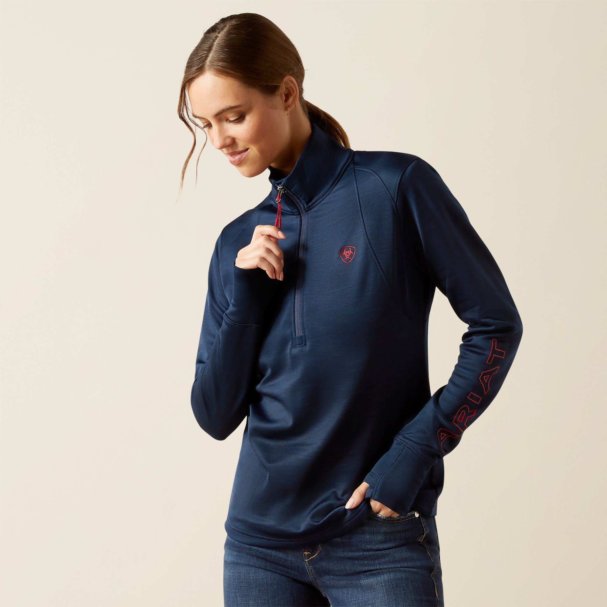 Ariat Wms Team EQ 1/2 Zip Pullover Navy