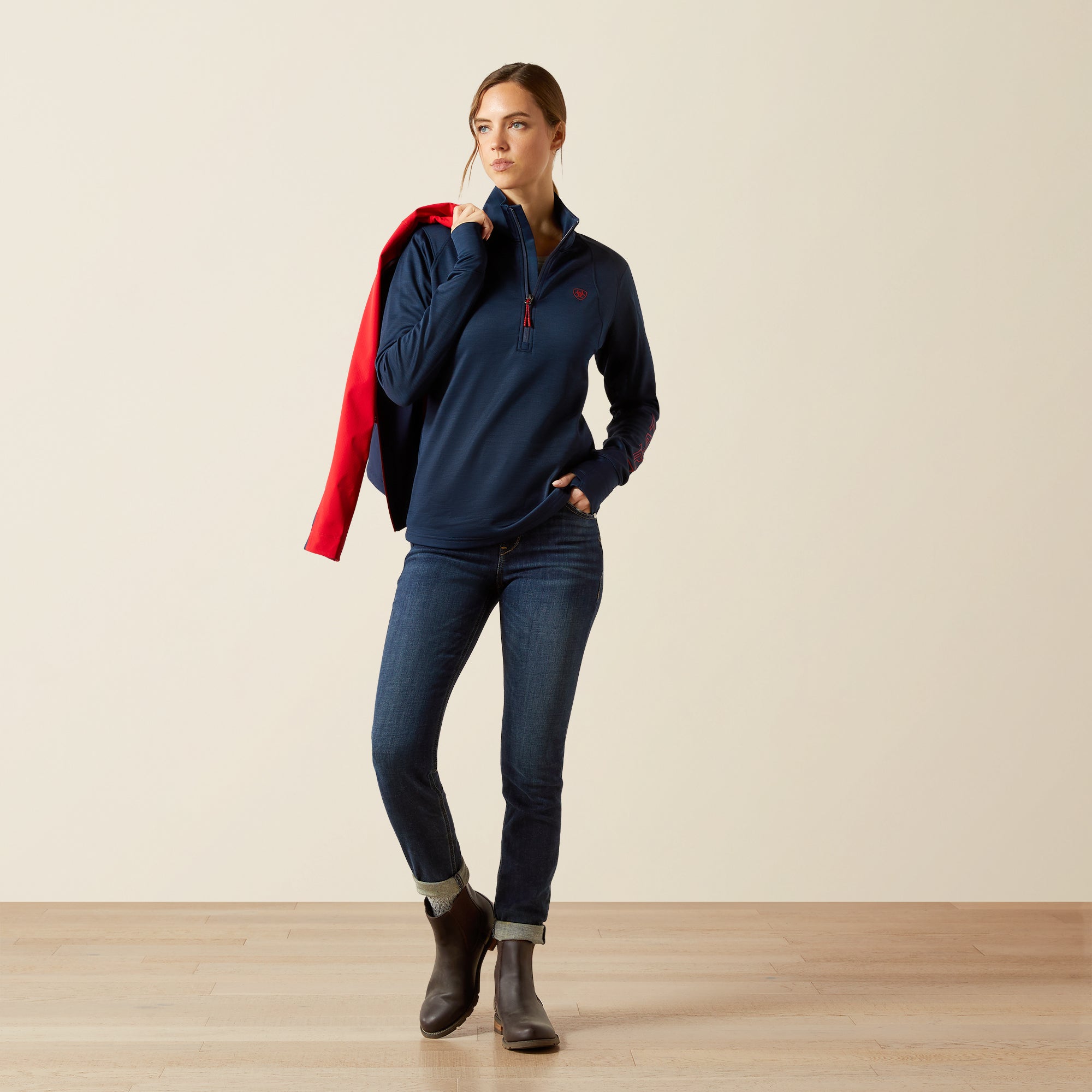 Ariat Women's Team EQ Half-Zip Fleece Pullover - Navy