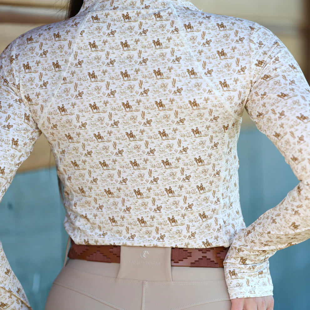 Sandstorm Equestrian Women's Performance Base Layer - Vintage Rose Print