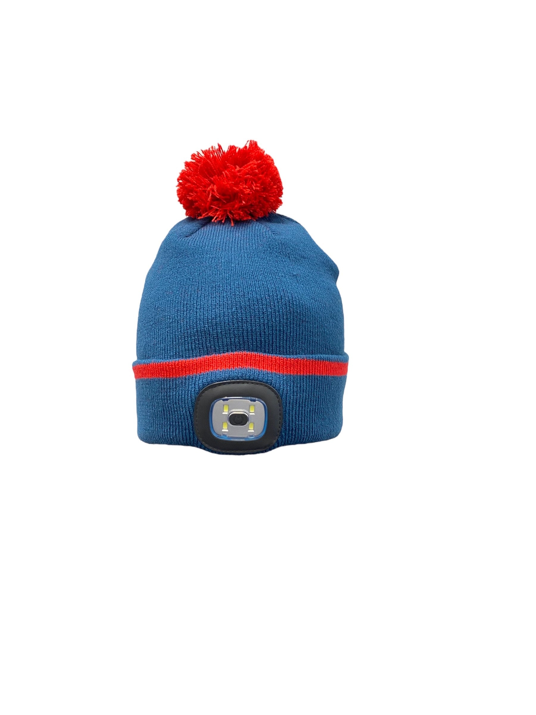 Bobble Hat With LED Light Navy/Red