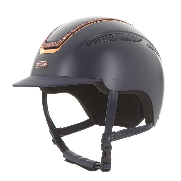 Evoke Callisto Wide Peak Navy/Rose Gold Crystal Frame