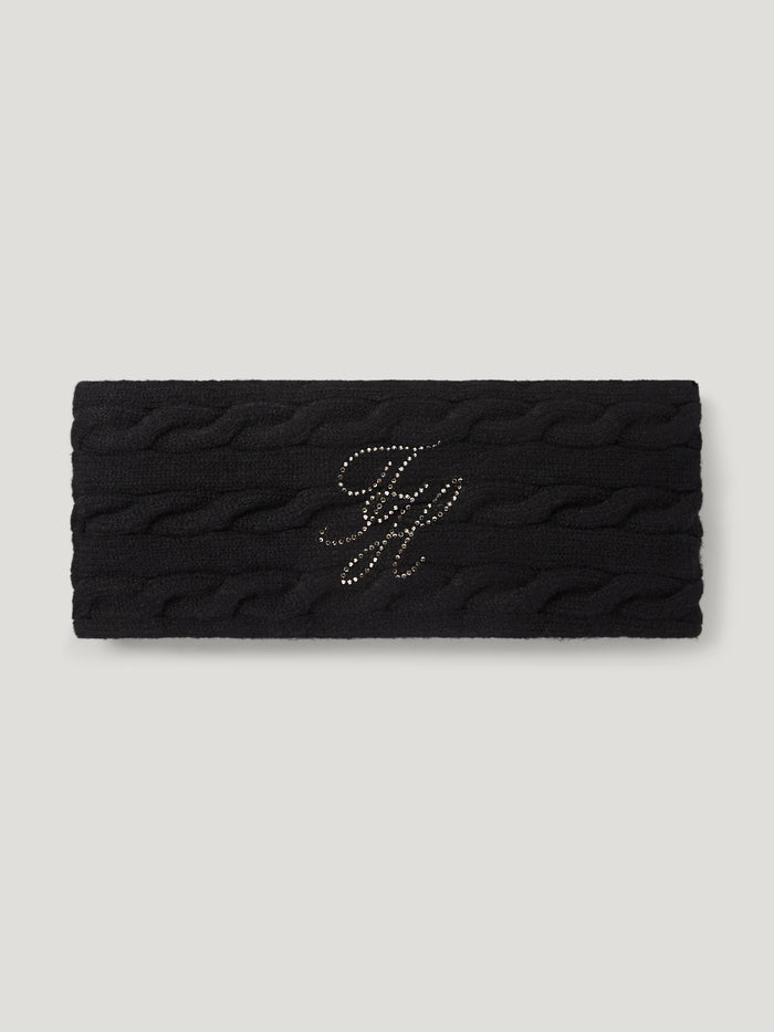 Front view of Tommy Hilfiger Women's Maggie Rhinestone Headband in Black