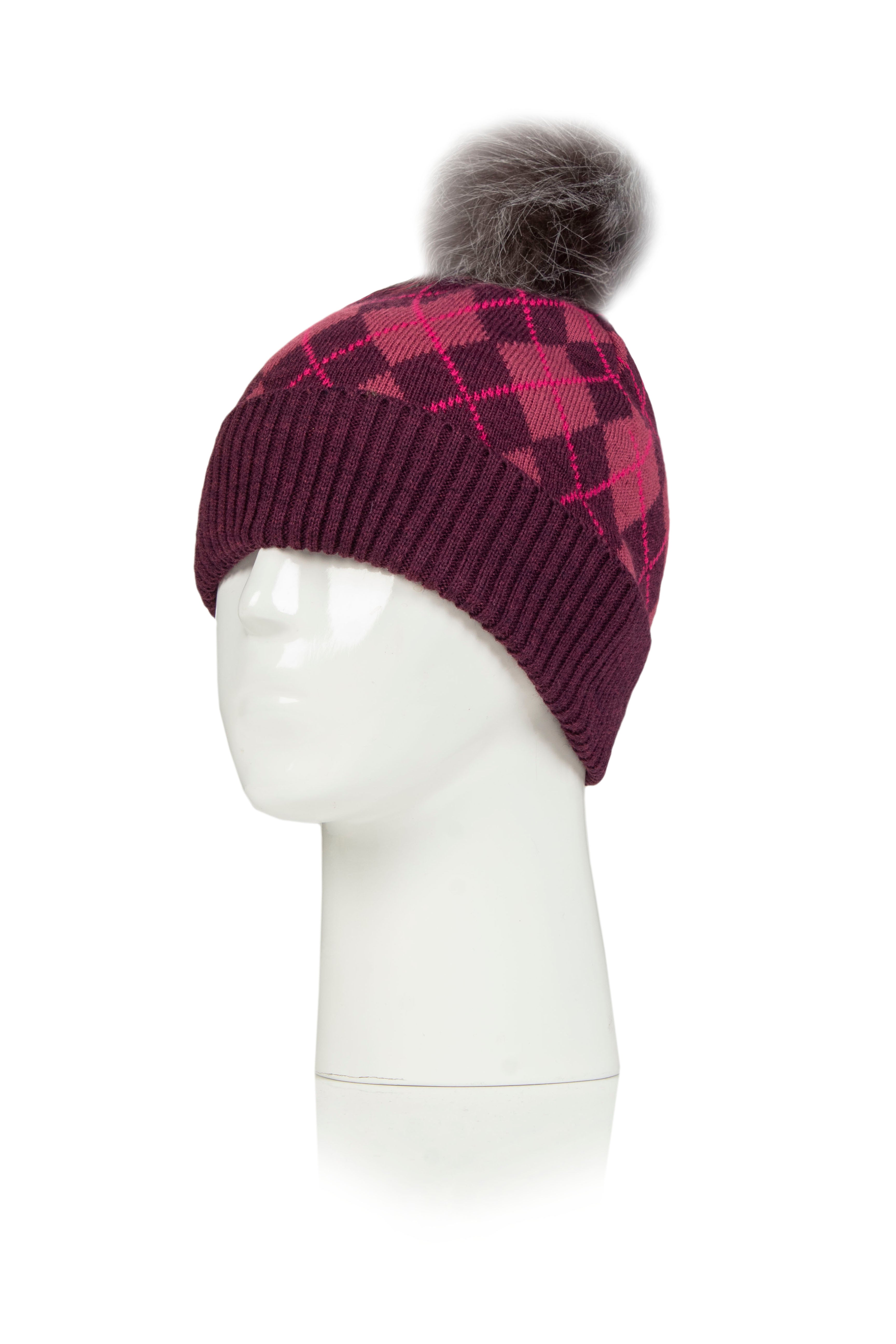 Premier Accessories Norden Adult Argyle Pom Hat