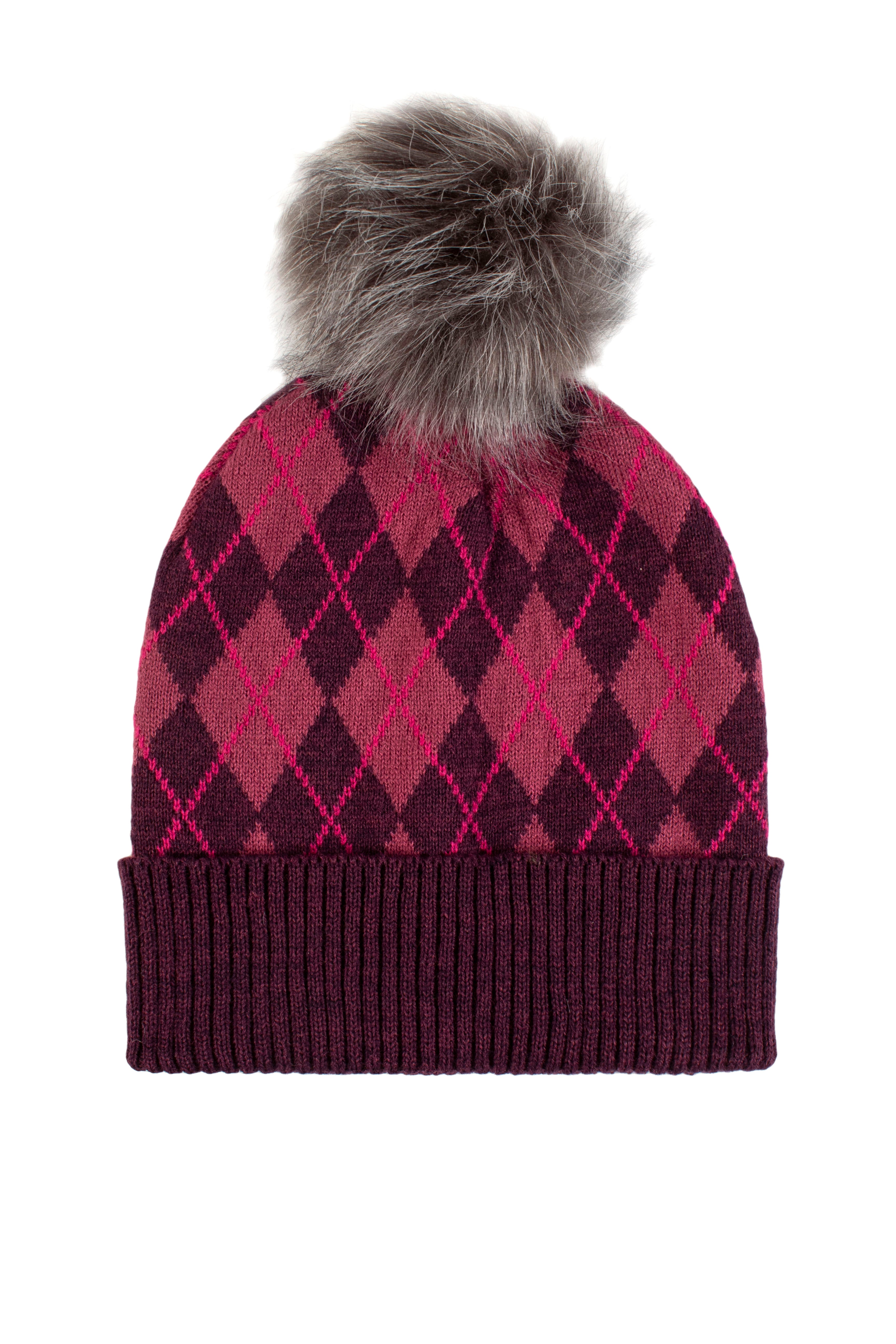 Premier Accessories Norden Adult Argyle Pom Hat