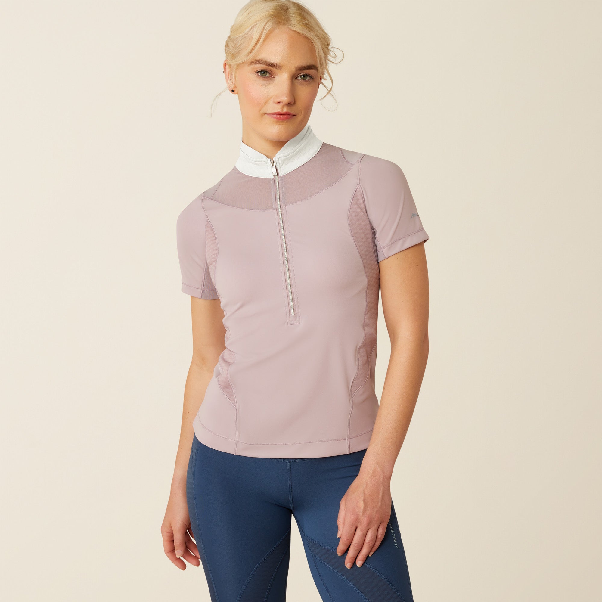 Ariat Wms Ascent 1/4 Zip SS Show Shirt Sea Fog