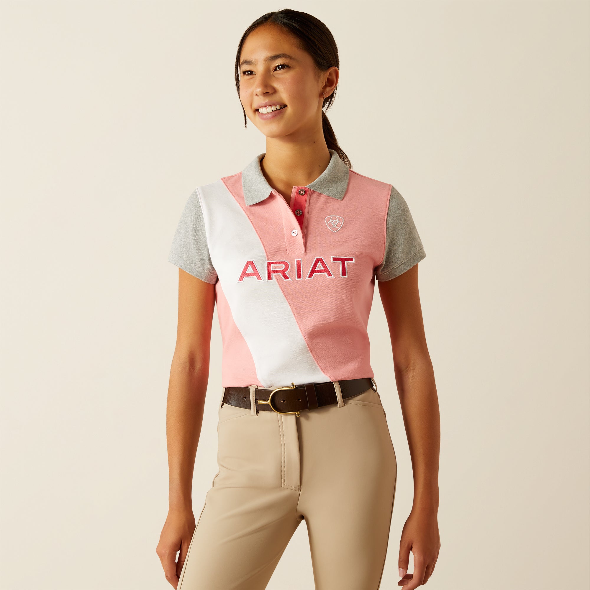 Ariat Yth Taryn SS Polo Flamingo Pink/Coral