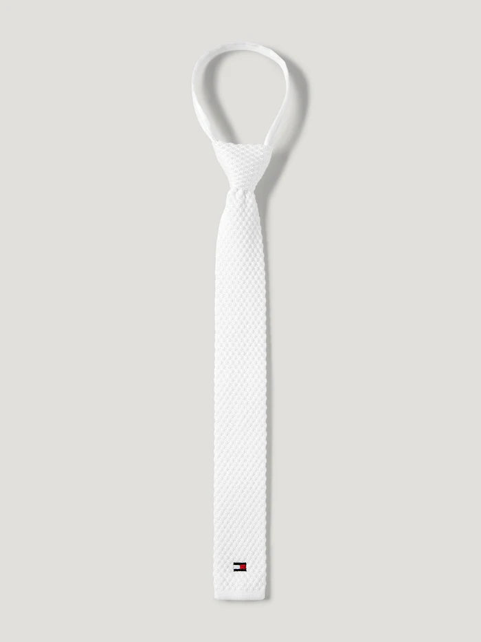TH Adam Knit Tie With Zip Optic White