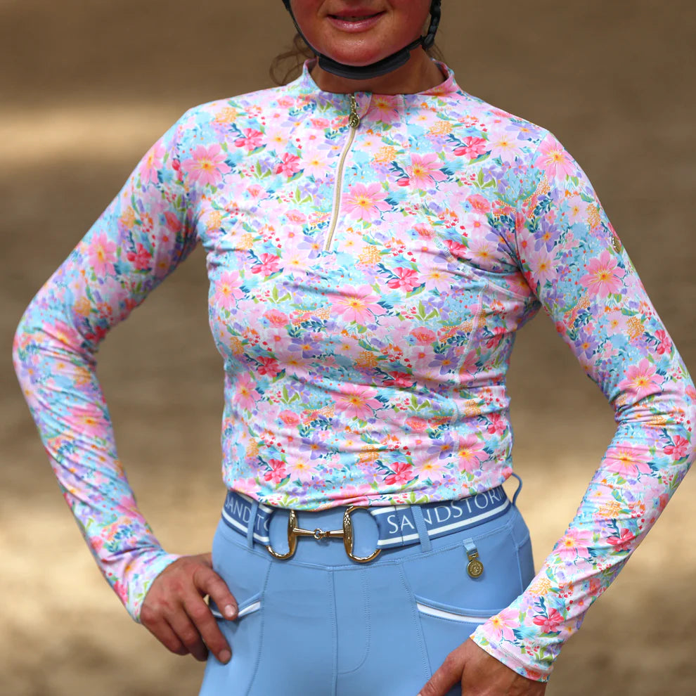 Sandstorm Equestrian Women's Performance Base Layer - Vintage Rose Print