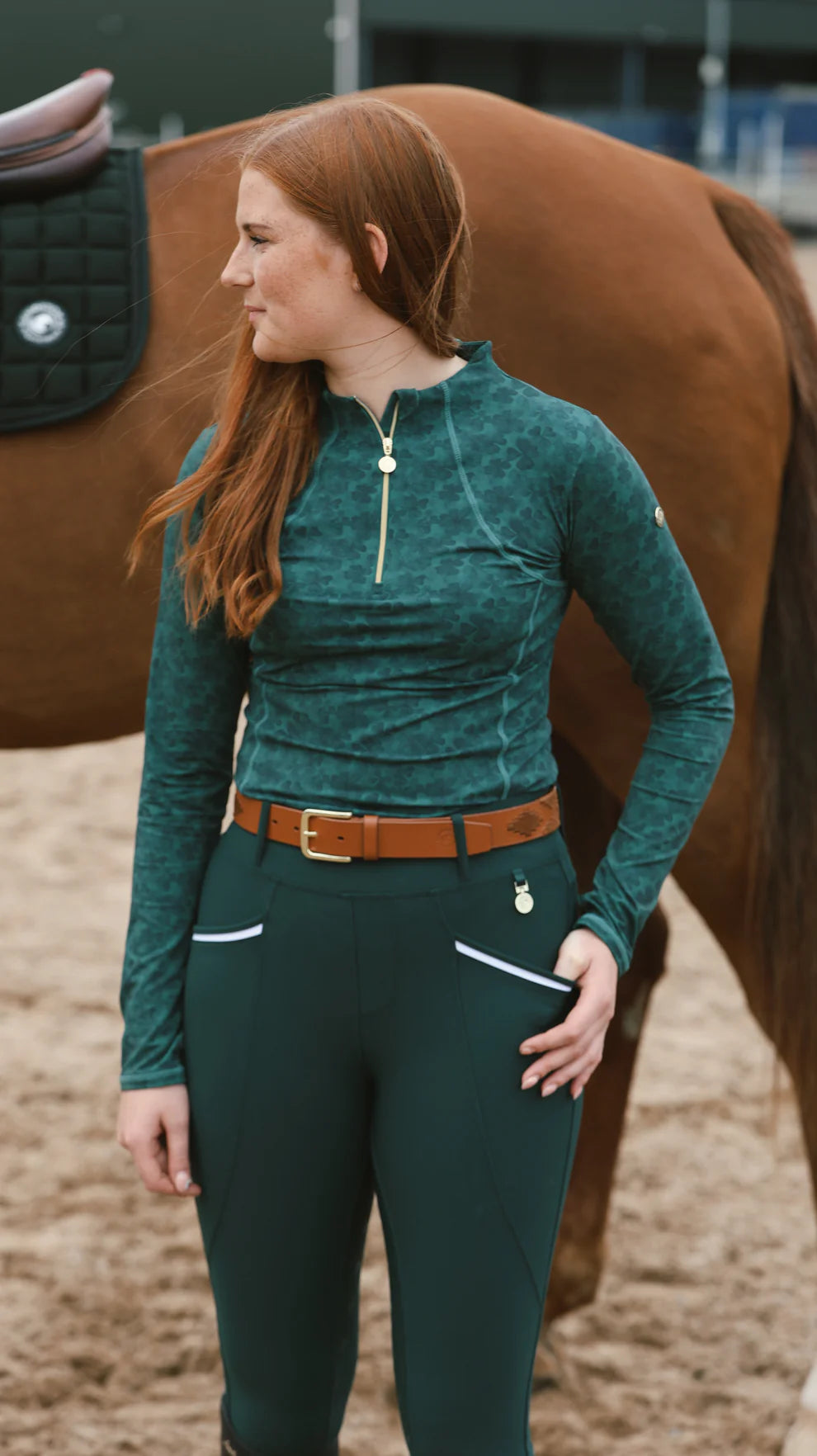 Sandstorm Equestrian Women's Performance Base Layer - Vintage Rose Print