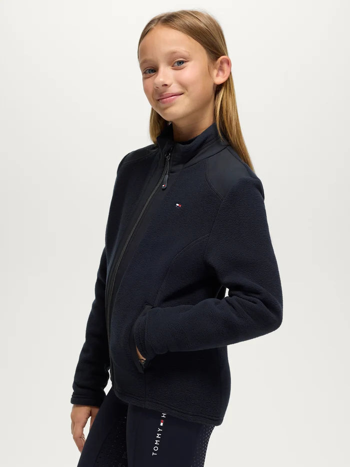 Side view of Tommy Hilfiger Kids' Elmonte Fleece Jacket - Desert Sky