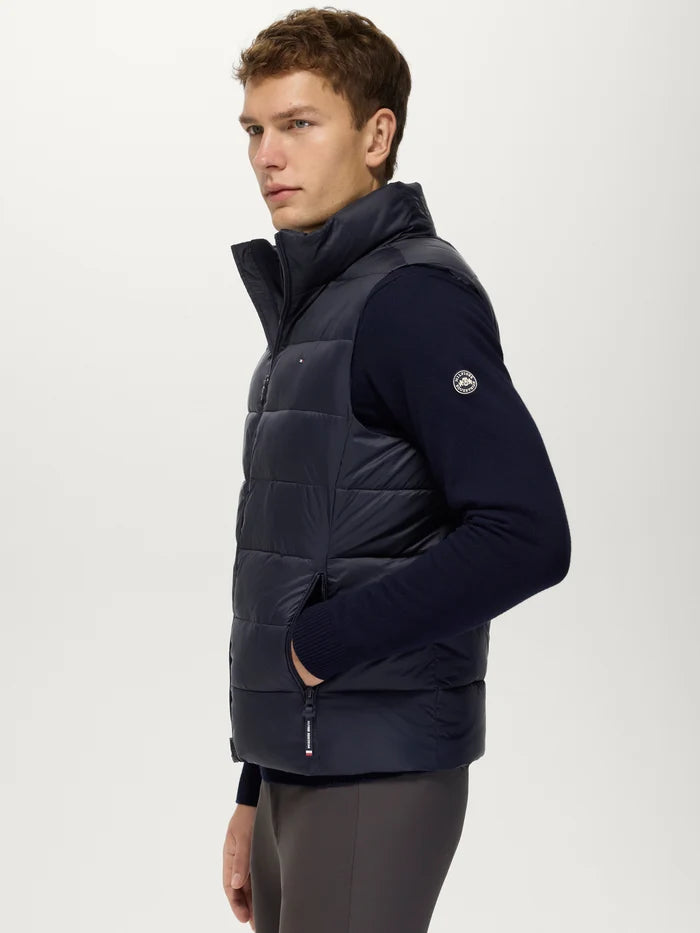 Side view of Tommy Hilfiger Men's Anders Puffer Gilet - Desert Sky