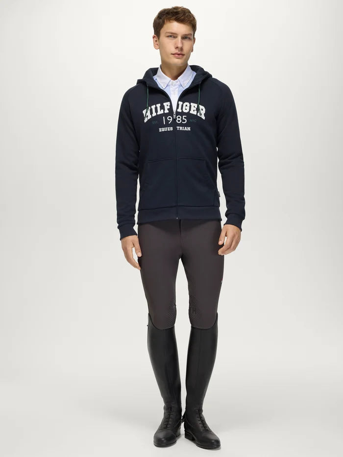 Man wearing Tommy Hilfiger Parker Zip-Up Hoodie Jacket in Desert Sky