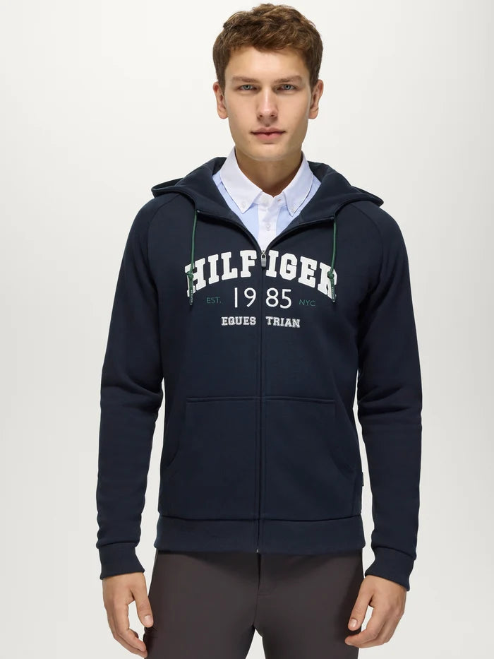 Front view of Tommy Hilfiger Men's Parker Zip-Up Hoodie Jacket in Desert Sky