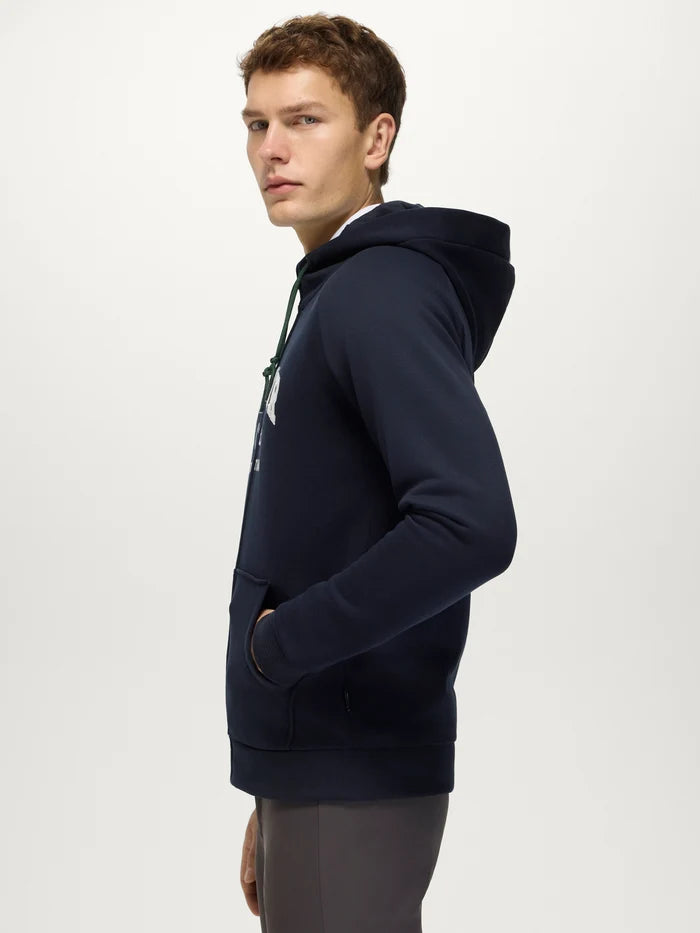 Side view of Tommy Hilfiger Men's Parker Zip-Up Hoodie Jacket in Desert Sky