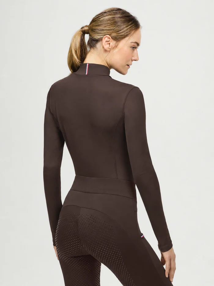 Back view of Tommy Hilfiger Women's Ava High-Neck Base Layer in Cacao
