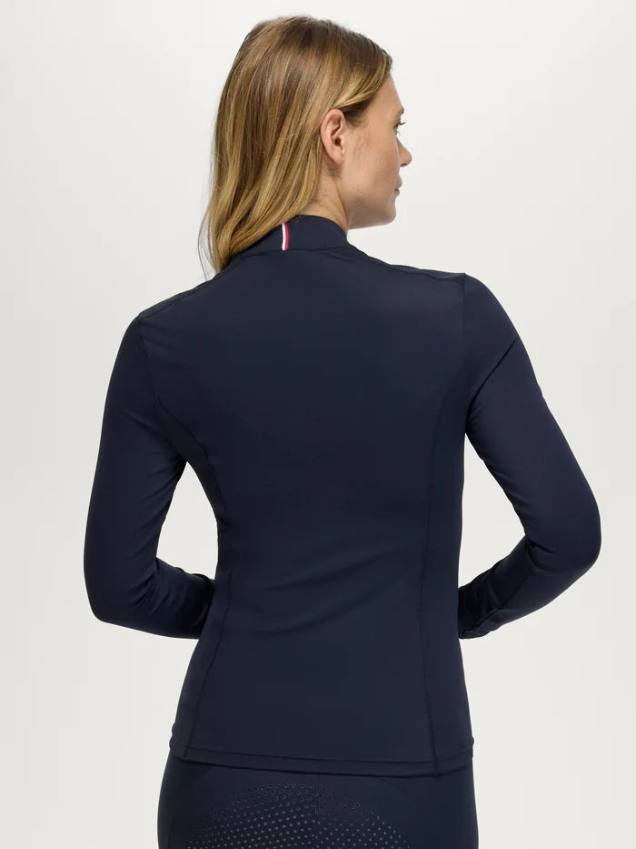 Back view of Tommy Hilfiger Women's Echo Quarter-Zip Base Layer in Desert Sky