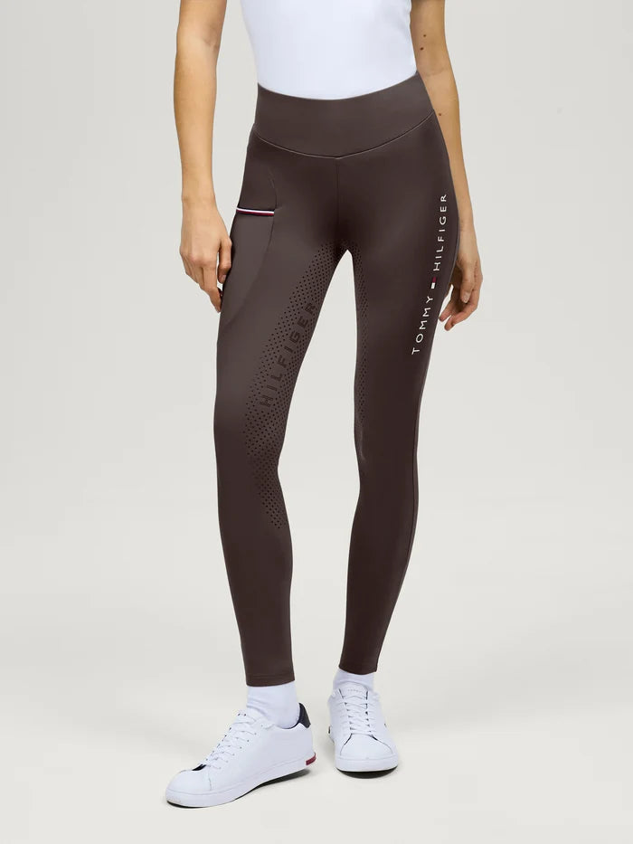 Front view of Tommy Hilfiger Women's Elmira All-Year Full-Grip Leggings in Cacao