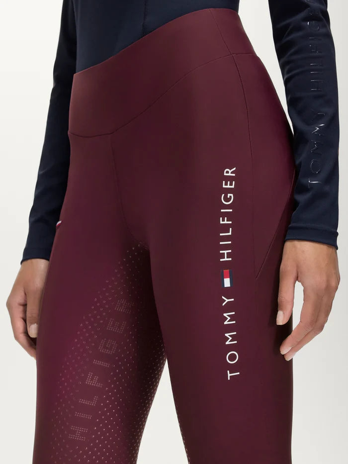 Close-up of Tommy Hilfiger Women's Elmira Winter Full-Grip Leggings - Deep Burgundy