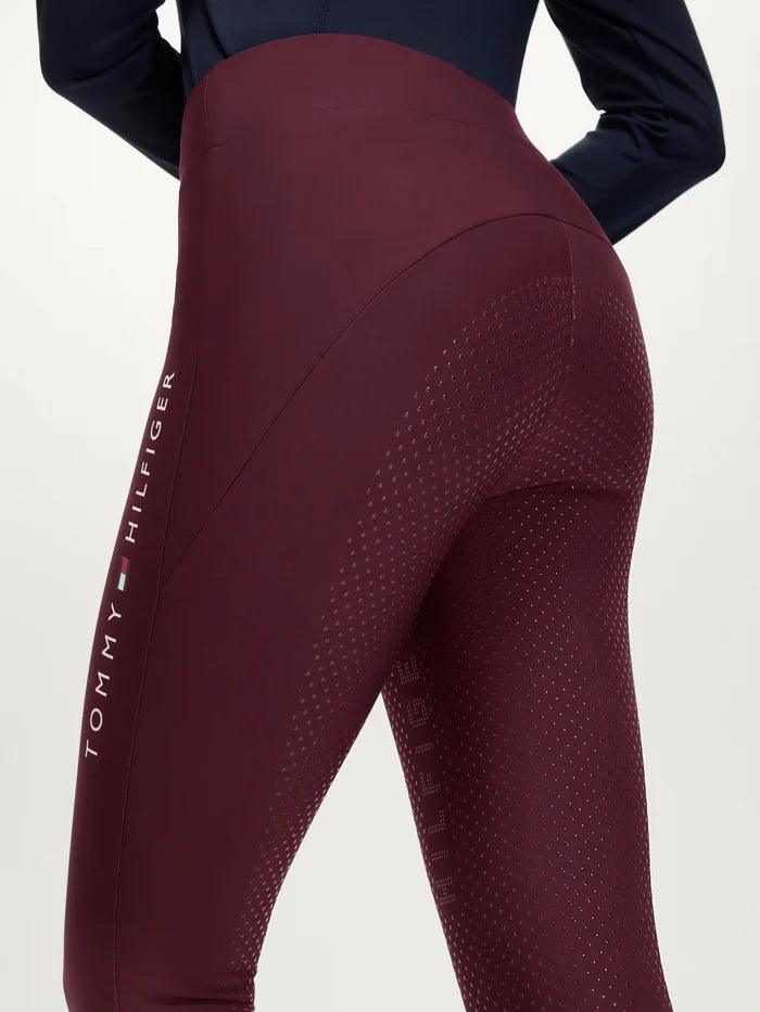 Back view of Tommy Hilfiger Women's Elmira Winter Full-Grip Leggings - Deep Burgundy