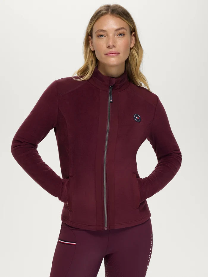 Front view of Tommy Hilfiger Women's Elmonte Fleece Jacket - Deep Burgundy