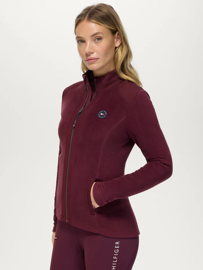 Side view of Tommy Hilfiger Women's Elmonte Fleece Jacket - Deep Burgundy