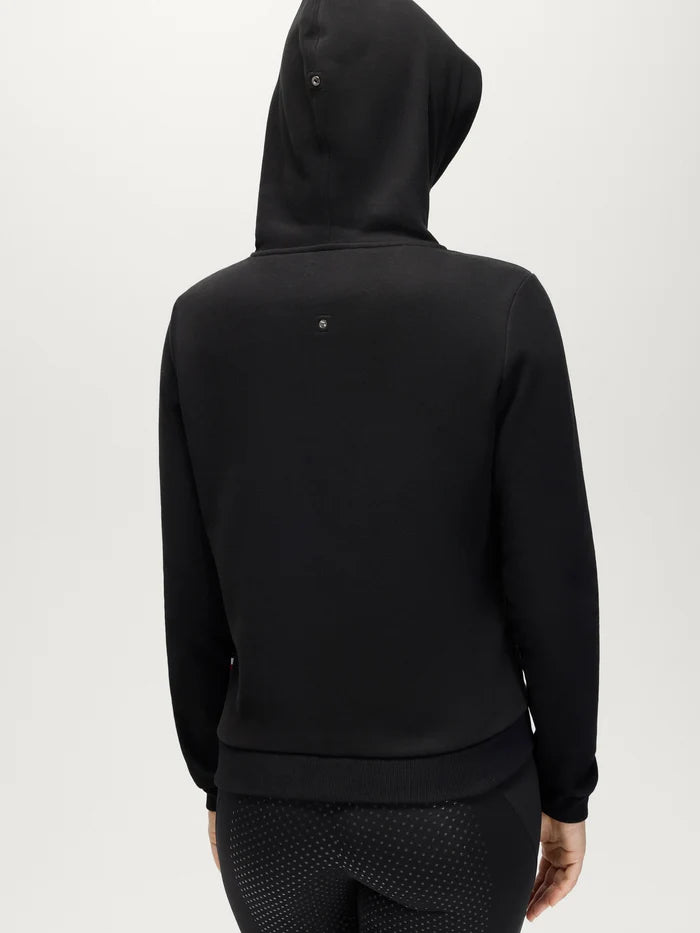 Back view of Tommy Hilfiger Women's Estelle Rhinestone Hoodie in Black
