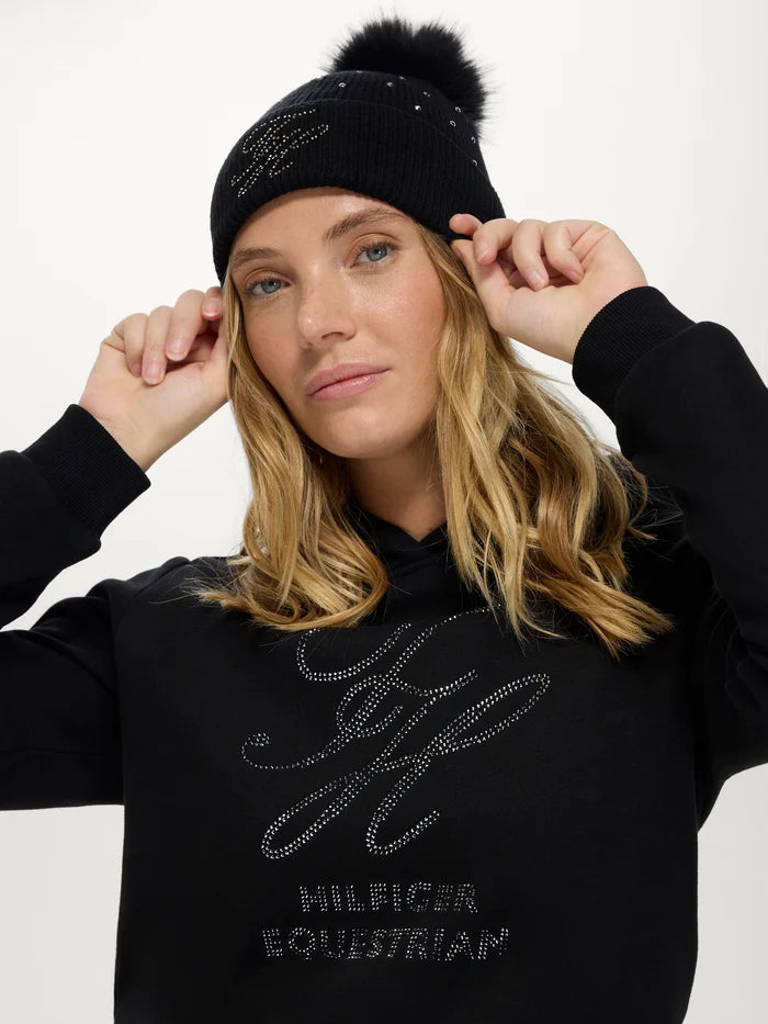 Close-up of Tommy Hilfiger Women's Estelle Rhinestone Hoodie - Black