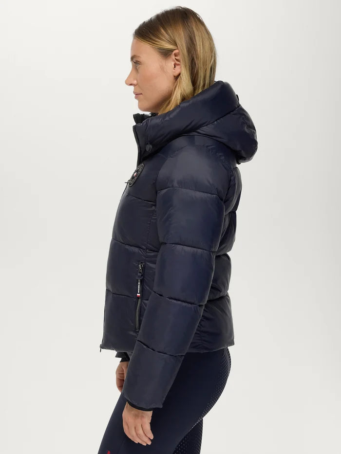 Side view of Tommy Hilfiger Women's Glendale Puffer Jacket in Desert Sky