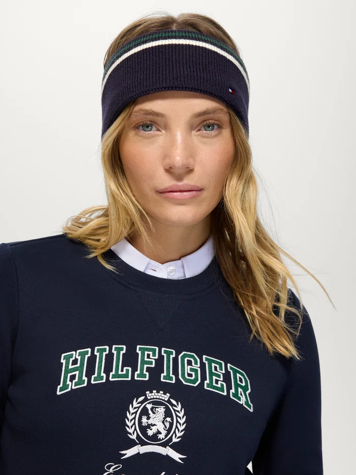 Woman wearing Tommy Hilfiger Women's Monroe Headband in Desert Sky