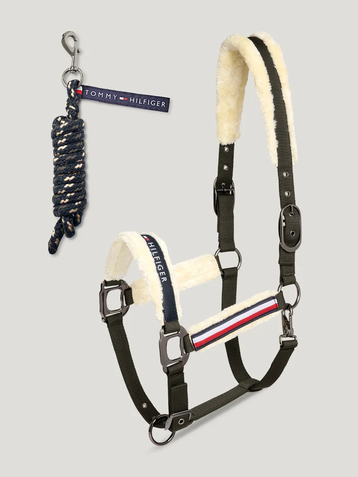 Tommy Hilfiger Yale Set Faux Fur Halter Rope in Camo Green