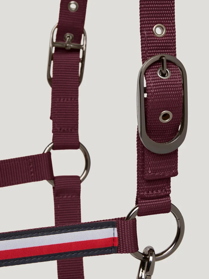 close-up of Tommy Hilfiger Yale Set Halter Rope in Burgundy